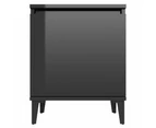 vidaXL Bed Cabinet with Metal Legs High Gloss Black