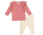 Marquise Baby Girls' Posie Print Top & Pant Set - Pink/Cream