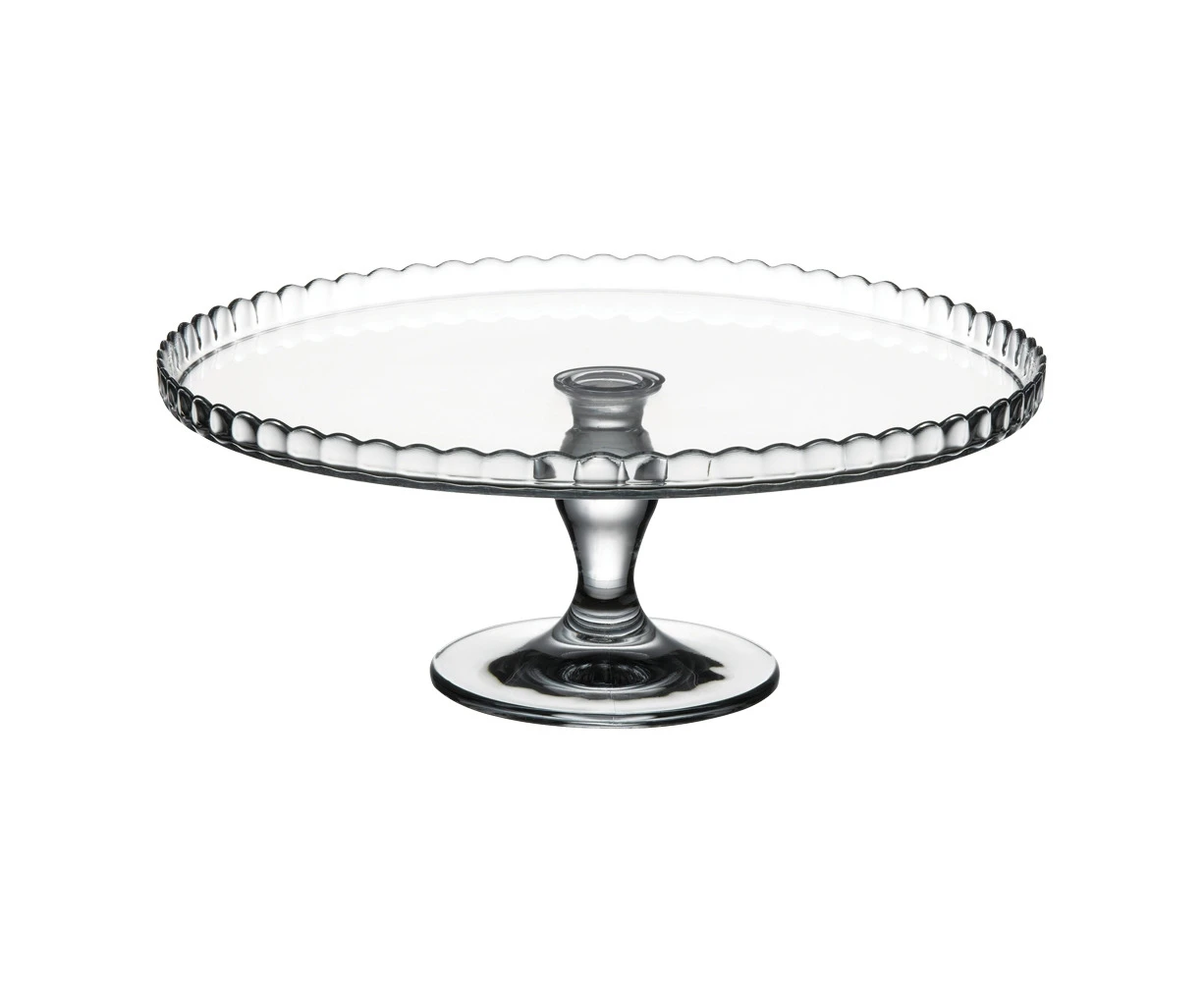 Pasabahce Patisserie Glass Scallop Pattern Up 32cm Cake Stand Dessert Tray Clear