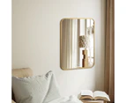 Oikiture Wall Mirrors 65x50cm Rectangle Makeup Mirror Metal Frame Gold