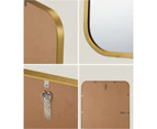 Oikiture Wall Mirrors 65x50cm Rectangle Makeup Mirror Metal Frame Gold