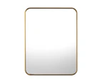 Oikiture Wall Mirrors 65x50cm Rectangle Makeup Mirror Metal Frame Gold