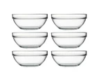 6x Pasabahce Chefs 20cm Glass Serving Bowl Round Tempered Baking/Cooking Clear