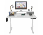 Ufurniture Electric Standing Desk Ergonomic Sit Stand up Workstation with Monitor Stand and 2 Fabric Drawers White