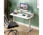 Ufurniture Electric Standing Desk Ergonomic Sit Stand up Workstation with Monitor Stand and 2 Fabric Drawers White