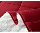 Home Fashion Winter Weight Super King Size Reversible Plush Soft Sherpa Comforter Quilt - Red
