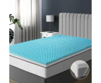 Bedra Memory Foam Mattress Topper Reversible Cool Gel Bed Mat 10cm Queen - Multicolour