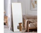 Oikiture 166x60cm Full Length Mirror Rectangle Dressing Floor Mirrors Free Standing Gold