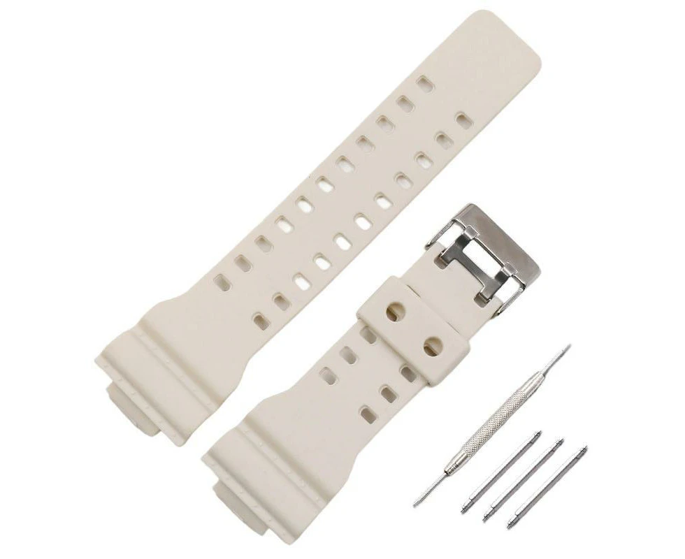 16mm Watch Band Strap Fits For G Shock GA-100 G-8900 GW-8900 Pins Tool Shock - White