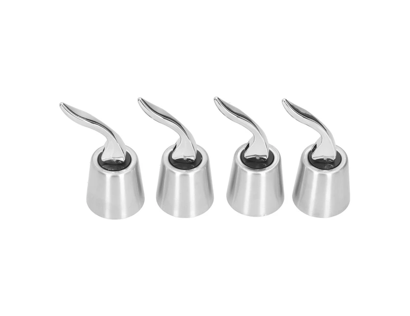 4Pcs Wine Bottle Stopper Press Handle Style Expanding Stainless Steel Wine Bottle Plug Saver For Home Supplies