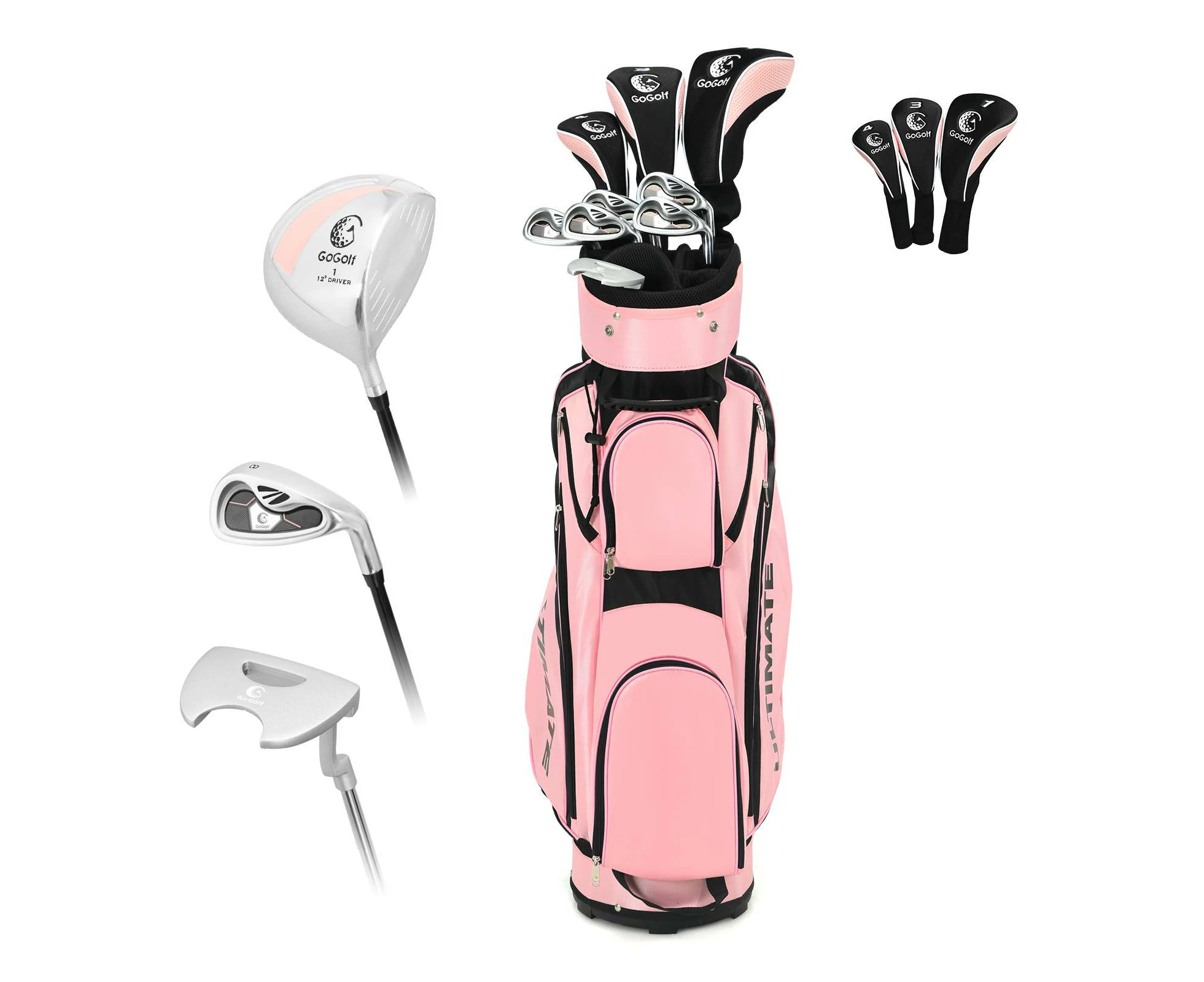 Costway Premium Ladies Golf Clubs Set Starters w/Bag 10 Pieces Alloy/Graphite Drive, Right Hand