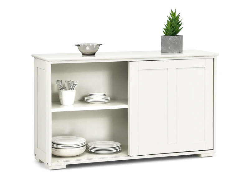 Costway Buffet Sideboard Kitchen Storage Cabinet Cupboard Hallway Table w/2 Sliding Doors & Adjustable Shelves