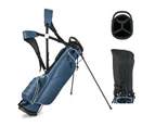 Costway Golf Stand Cart Bag Golf Travel Bag w/4 Way Divider Carry Organizer Pockets Storage Blue