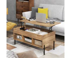 Costway Lift-Up Top Coffee Table Modern Sofa Table Nightstand w/Hidden Storage Shelf Bedroom Living Room, Natural