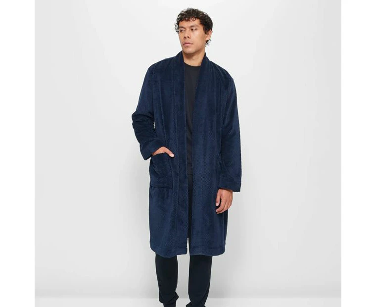 Target Fleece Jacquard Dressing Gown - Blue