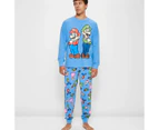 Family Matching Super Mario Mens Cotton Pyjama Set - Blue