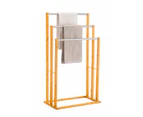 Bamboo Towel Bar Metal Holder Rack 3-Tier Freestanding for Bathroom and Bedroom