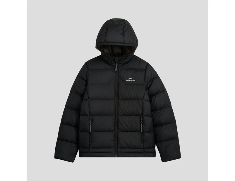 Kathmandu Epiq Boys Down Puffer Warm Outdoor Winter Jacket  Kids  Basic Jacket - Black on Black