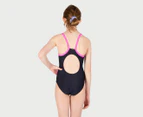 Speedo Youth Girls' Dive Thinstrap Muscleback One Piece Swimsuit - True Navy/Ocean Depths/Orchid Shine