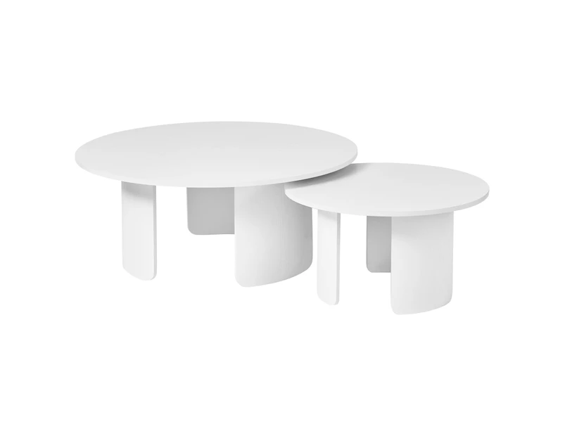 Cooper & Co. Taupo Coffee Tables Set of 2 Curved Legs in White