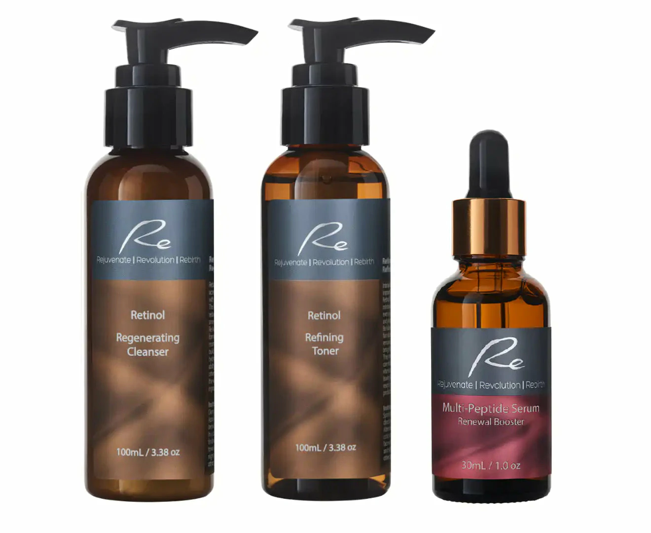 Re Retinol - Cleanser, Toner & Multi-Peptide Serum - Trio Pack