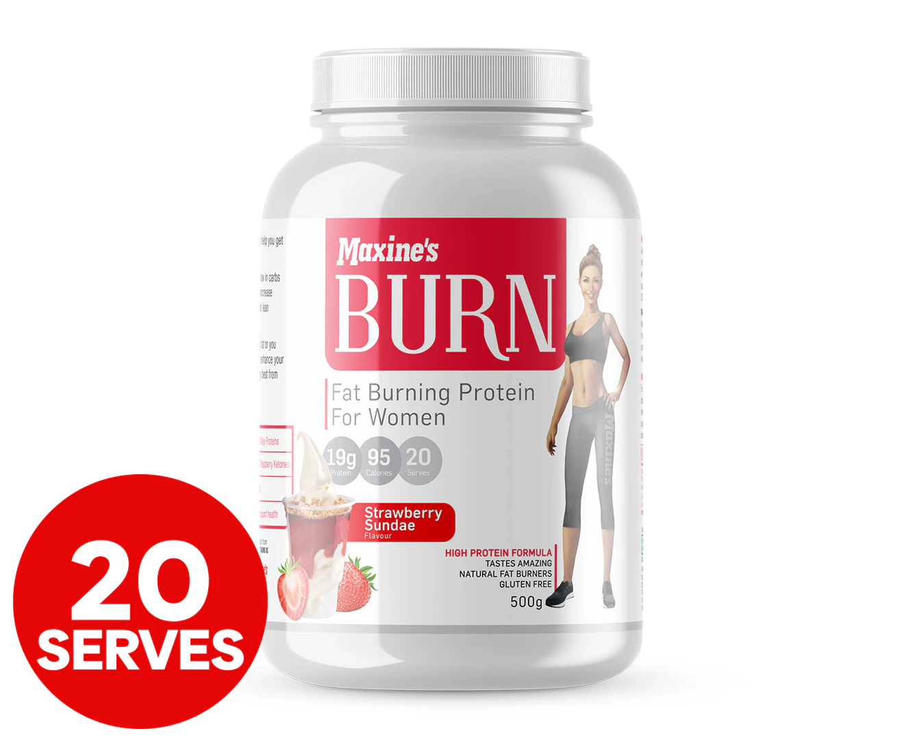 Maxine's Burn Fat Burning Protein Powder for Women Strawberry Sundae 500g / 20 Serves