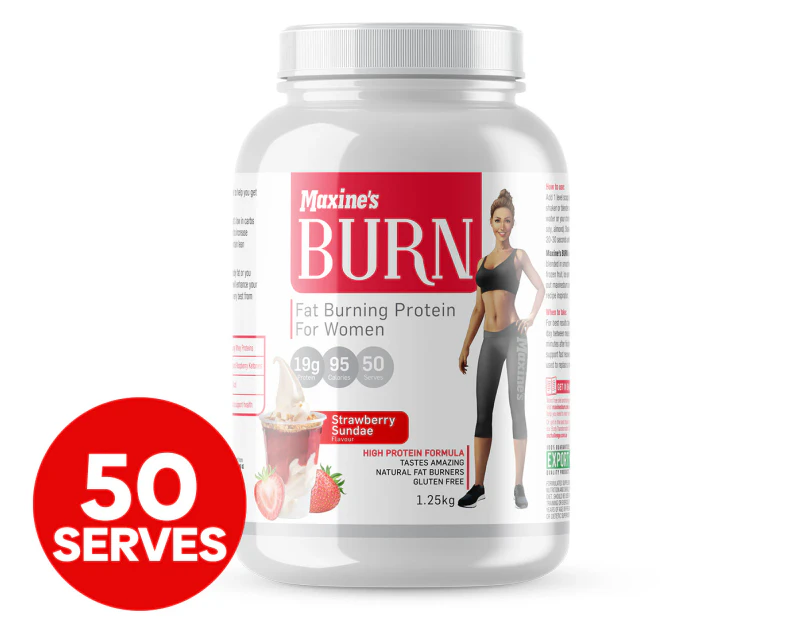Maxine's Burn Fat Burning Protein Powder for Women Strawberry Sundae 1.25kg / 50 Serves