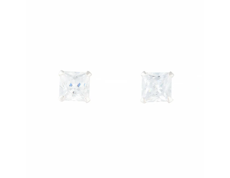 Sterling Silver Square CZ Stud