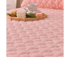 SOGA Pink 183cm Wide Mattress Cover Thick Quilted Fleece Stretchable Clover Design Bed Spread Sheet Protector w/ Pillow Cover