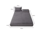SOGA 2X Grey 138cm Wide Mattress Cover Thick Quilted Fleece Stretchable Clover Design Bed Spread Sheet Protector w/ Pillow Cover