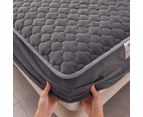 SOGA Grey 183cm Wide Mattress Cover Thick Quilted Fleece Stretchable Clover Design Bed Spread Sheet Protector w/ Pillow Cover