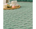 SOGA Green 153cm Wide Mattress Cover Thick Quilted Fleece Stretchable Clover Design Bed Spread Sheet Protector w/ Pillow Cover