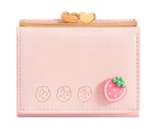 Wallet Card Holder, Small Bifold RFID Blocking Purse, Cute Small Leather Pocket Wallet for Women, Girls, Ladies Baby Pink