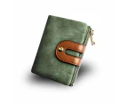 Women's Rfid Small Bifold Leather Wallet Ladies Mini Zipper Coin Purse id card Pocket, Slim Compact Thin Green