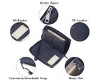 Womens Wallet RFID Blocking Leather Zip Around Wallet Large Capacity Long Purse Credit Card Clutch Wristlet Navy Blue