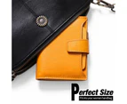 Small Women Wallet Genuine Leather RFID Blocking Bifold Zipper Pocket Card Holder with ID Window Yellow