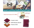 Small Women Wallet Genuine Leather RFID Blocking Bifold Zipper Pocket Card Holder with ID Window Purple