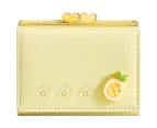 Women's Wallet, Faux Leather, Yellow, Small Bifold with RFID Blocking, 7 Card Slots, 1 Cash Slot, 1 ID Window