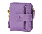 Women's RFID Mini Soft Leather Bifold Wallet With ID Window Card Sleeve Coin Purse Violet