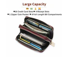 Women's Wallet Large Capacity Double Zip Around Credit Card Holder Leather Ladies Wallet with RFID Blocking Phone Wristlet Purse Purple