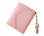 Small Wallet for Women, Slim Leather Credit Card Case Holder Coin Zipper Purse ID Card Holder Clutch Wallets for Women Pink