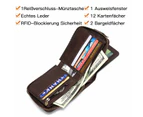 Men Wallet Genuine Leather RFID Blocking Bifold Wallet with ID Window Zip Coin Pocket Coffee