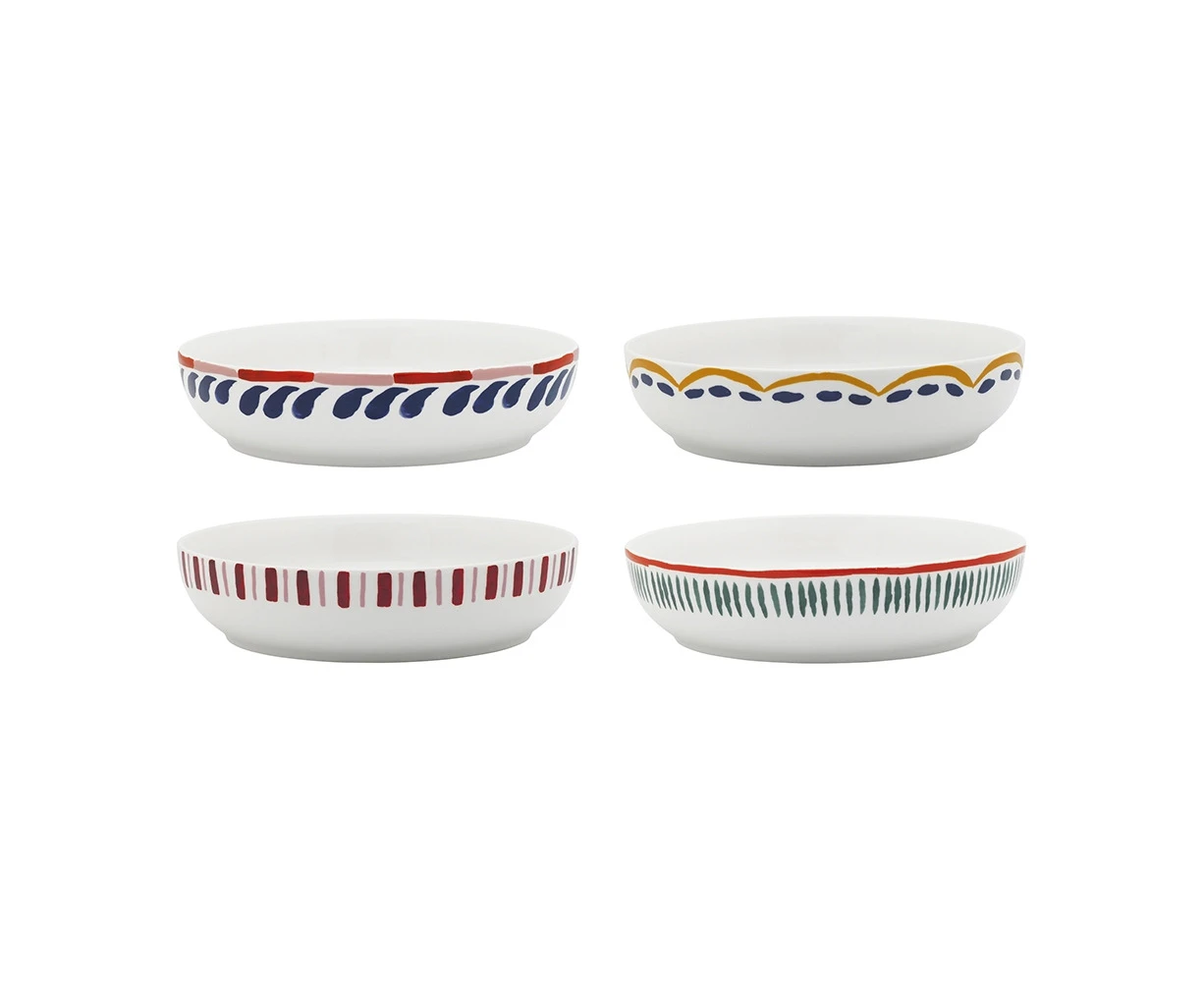 4pc Porto Cucina Porcelain 21.5cm Pasta/Risotto Food Dish Bowl Round Tableware