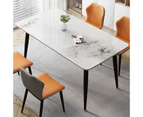 120CM Long Sintered Stone Dining Table Kitchen Dining Table for 4-6 Persons - White＆Emerald