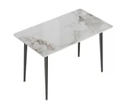120CM Long Sintered Stone Dining Table Kitchen Dining Table for 4-6 Persons - White＆Emerald