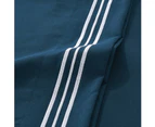 Opulenc Soft Microfibre Embroidered Stripe Sheet Set - White Pillowcase Blue Stripe