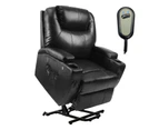 Advwin Recliner Chair PU Leather Lounge Sofa Electric Lift Black