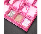 20 grids Nail Decoration Sequence Organize Box Transparent Empty Nail Art Storage Box(Rose Red)