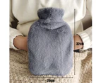 Hot Water Bottle with Pocket Cover, 2Liters Large Hot Water Bag and Soft Cosy Cover [Insert a Handbag]-Foggy Black