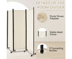 Giantex 4-Panel 1.73m Mobile Room Divider Foldable Screen Privacy Divider  w/Lockable Wheels Room Partition White